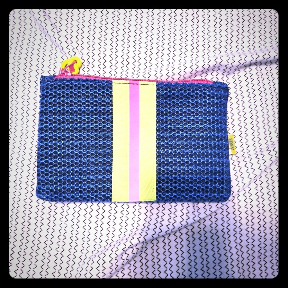 Neon mesh makeup bag